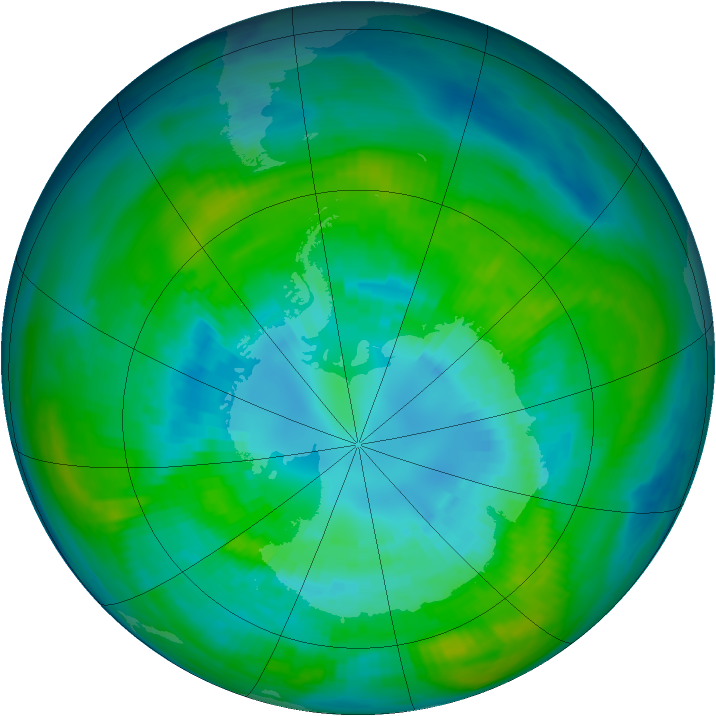 Antarctic ozone map for 06 April 1980